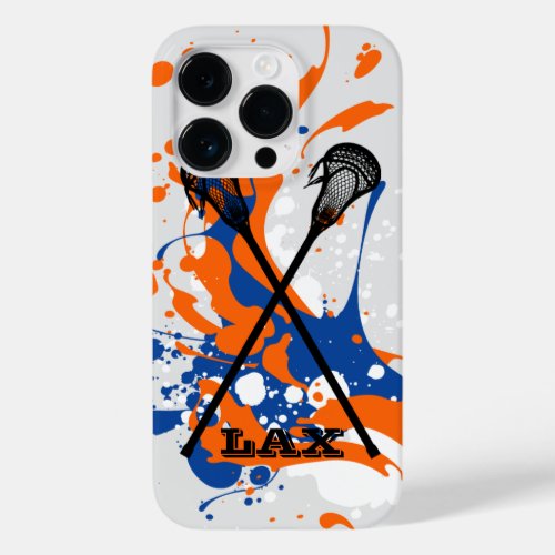 Vibrant Splash Lacrosse Sticks Personalized Case_Mate iPhone 14 Pro Case