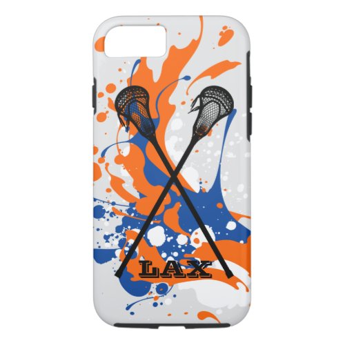 Vibrant Splash Lacrosse Sticks Personalized iPhone 87 Case