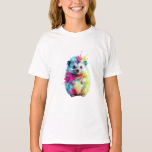 Vibrant Splatter Paint Hedgehog Kids T-Shirt