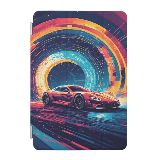 Vibrant Sports Car in a Dynamic Abstract Art iPad Mini Cover (Front)