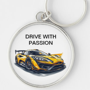 Vibrant Sports Car with Modern Design Keychain