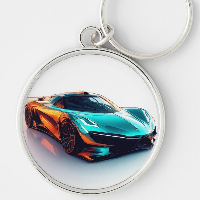Vibrant Sports Car with Modern Design Keychain (Front)
