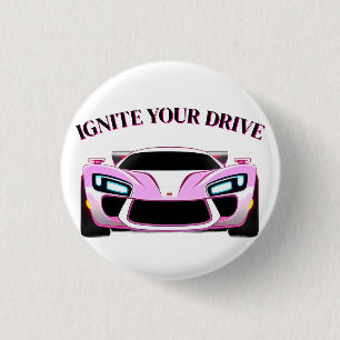 Vibrant Sports Car with Neon Glow Button