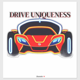 Vibrant Sports Car with Neon Glow Sticker
