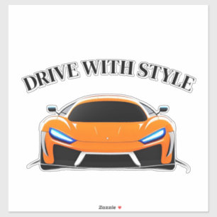 Vibrant Sports Car with Neon Glow Sticker