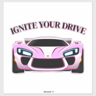 Vibrant Sports Car with Neon Glow Sticker