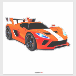 Vibrant Sports Car with Neon Glow Sticker