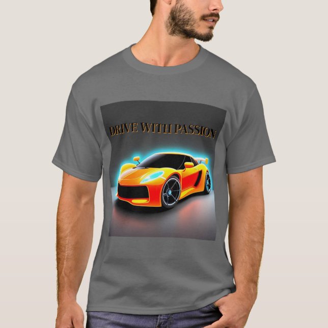 Vibrant Sports Car with Neon Glow T-Shirt (Front)