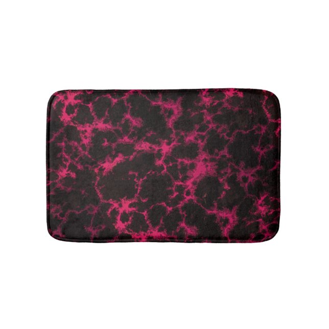 Vibrant Spotted Goth Pink and Black Bathroom Mat (Front)