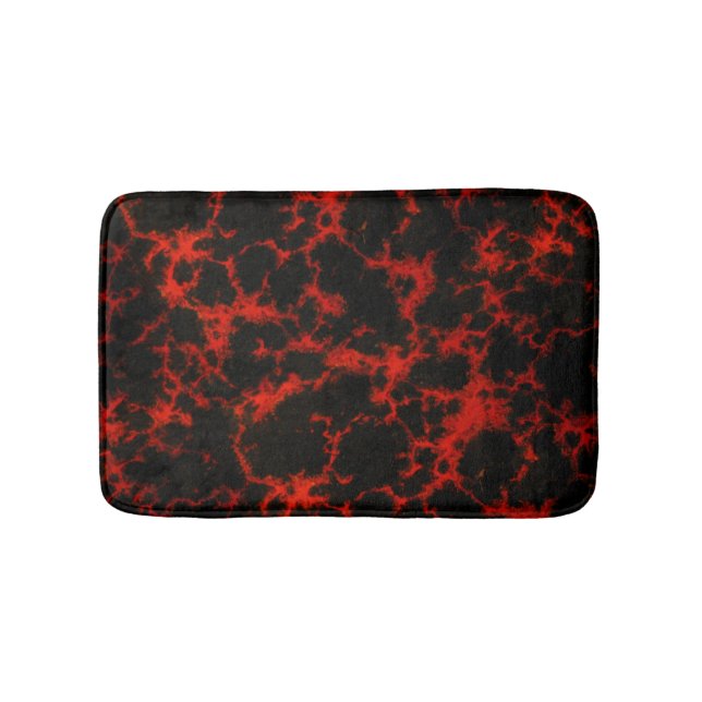 Vibrant Spotted Goth Red and Black Bathroom Mat (Front)