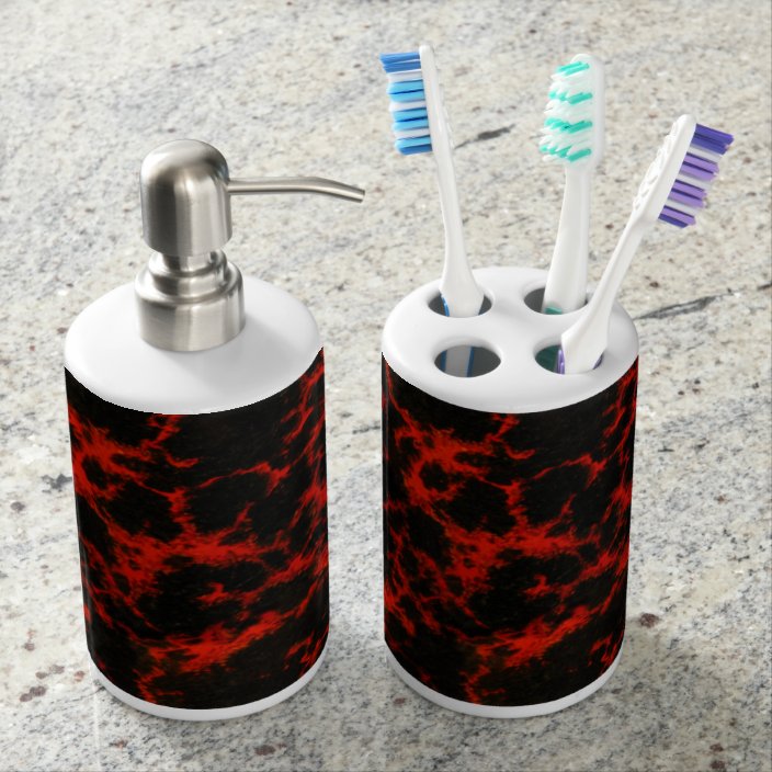 Vibrant Spotted Goth Red And Black Soap Dispenser Toothbrush Holder Zazzle Com
