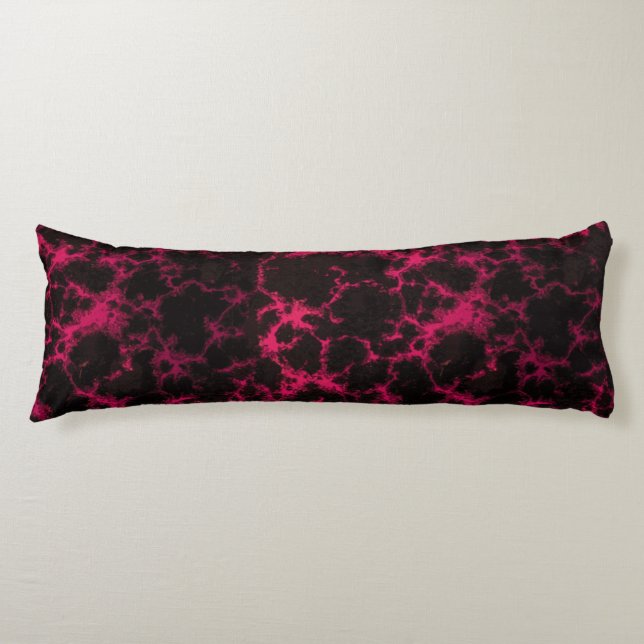 Vibrant Spotted Pink and Black Flames Body Pillow (Front)