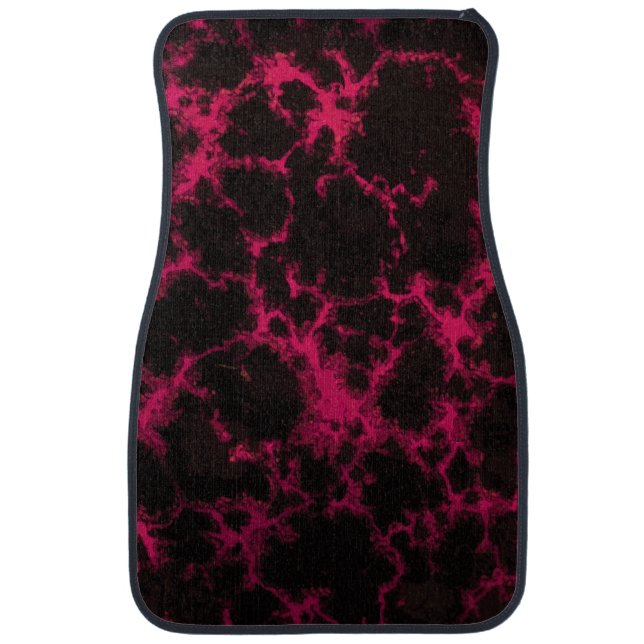 Vibrant Spotted Pink and Black Flames Car Mat (Front)