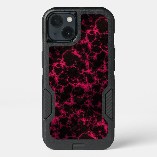Vibrant Spotted Pink and Black Flames Otterbox iPhone Case (Back)