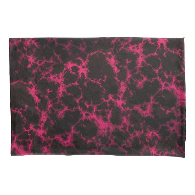 Vibrant Spotted Pink and Black Flames Pillowcase (Front)