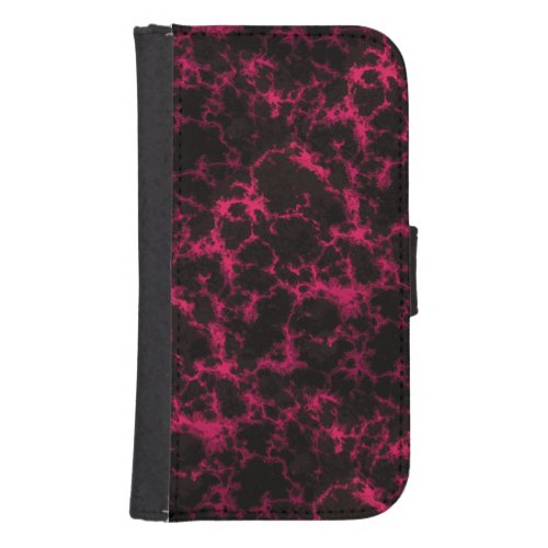 Vibrant Spotted Pink and Black Flames Galaxy S4 Wallet Case