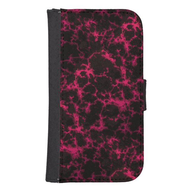Vibrant Spotted Pink and Black Flames Samsung Galaxy Wallet Case (Front)
