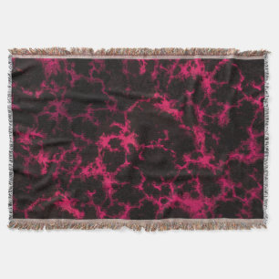 Vibrant Spotted Pink and Black Flames Throw Blanket