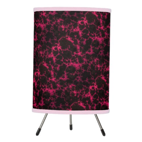 Vibrant Spotted Pink and Black Flames Tripod Lamp