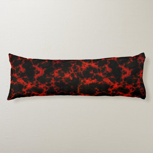 Vibrant Spotted Red and Black Flames Body Pillow (Front)