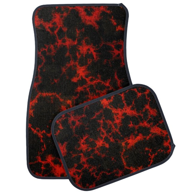 Vibrant Spotted Red and Black Flames Car Mat (Set)