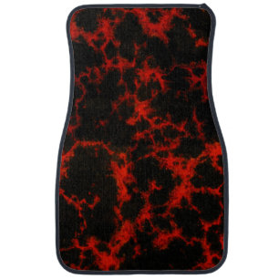 Vibrant Spotted Red and Black Flames Car Mat