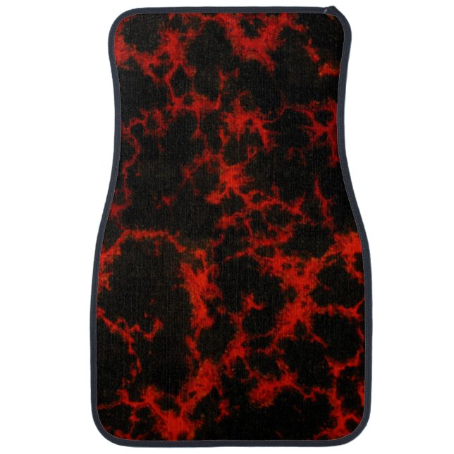 Vibrant Spotted Red and Black Flames Car Mat (Front)