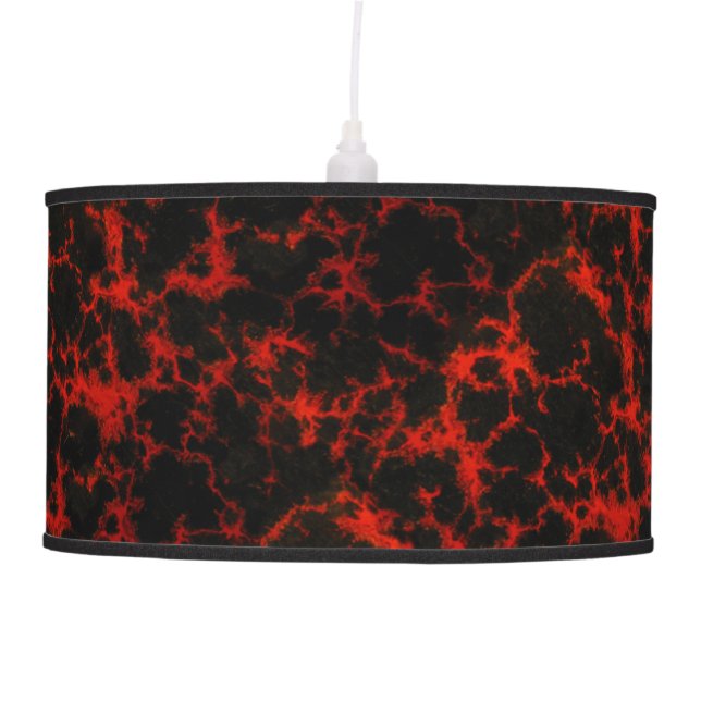 Vibrant Spotted Red and Black Flames Hanging Lamp (Front)