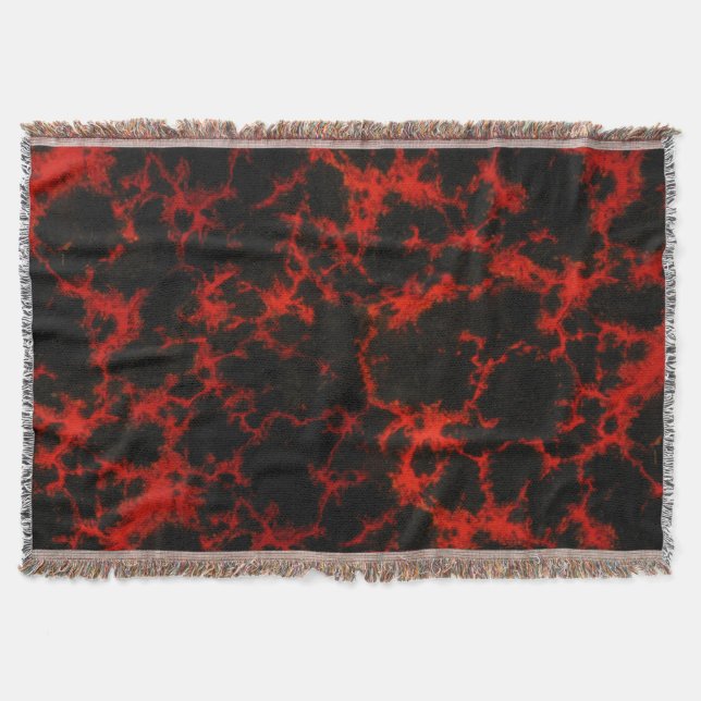 Vibrant Spotted Red and Black Flames Throw Blanket (Front)