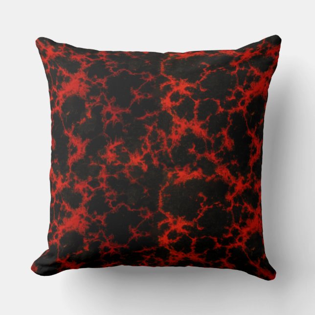 Vibrant Spotted Red and Black Flames Throw Pillow (Front)
