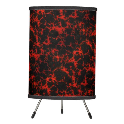 Vibrant Spotted Red and Black Flames Tripod Lamp