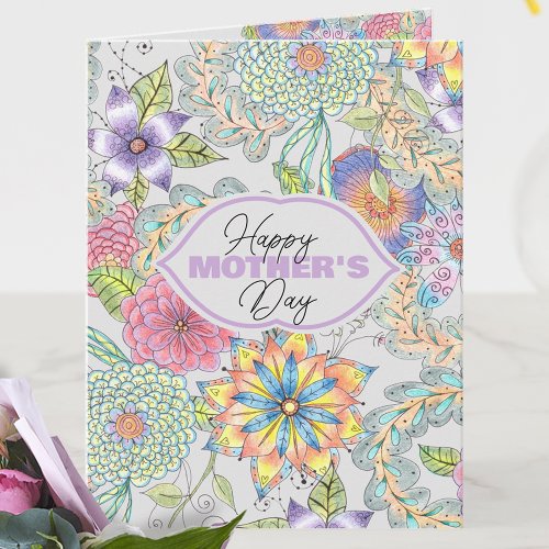 Vibrant Spring Blossoms and Greenery Mothers Day Card