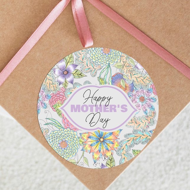 Vibrant Spring Blossoms and Greenery Mother's Day Classic Round Sticker (Creator Uploaded)