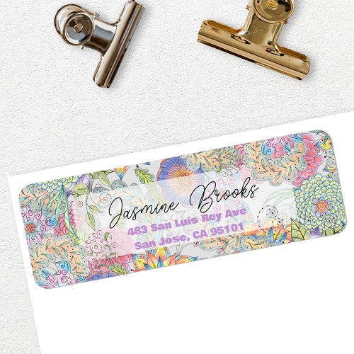 Vibrant Spring Blossoms and Greenery Return Addres Label