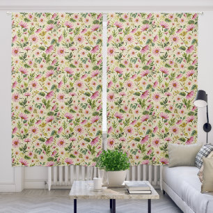 Vibrant Spring Botanical Print Blackout Curtains