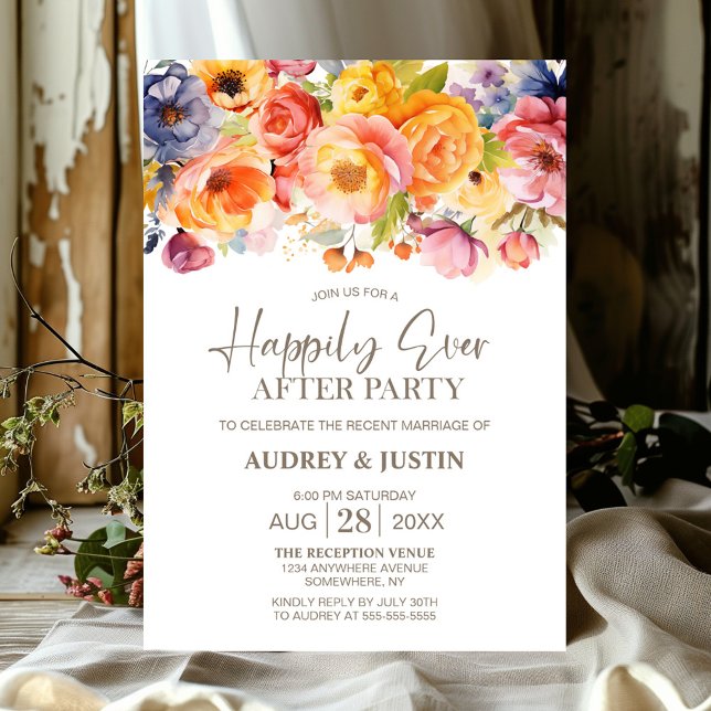 Vibrant Spring Floral Wedding After Party Invitation (Creator Uploaded)