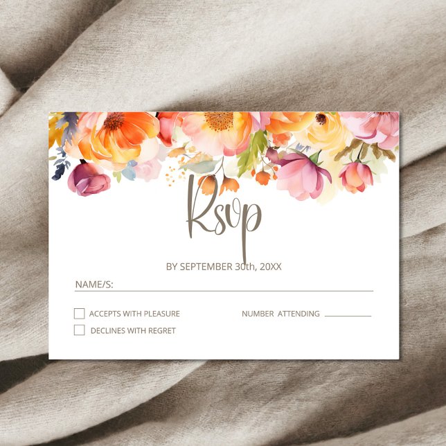 Vibrant Spring Floral Wedding RSVP Card (Creator Uploaded)