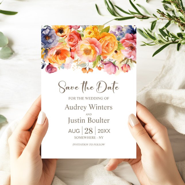 Vibrant Spring Floral Wedding Save the Date Invitation (Creator Uploaded)