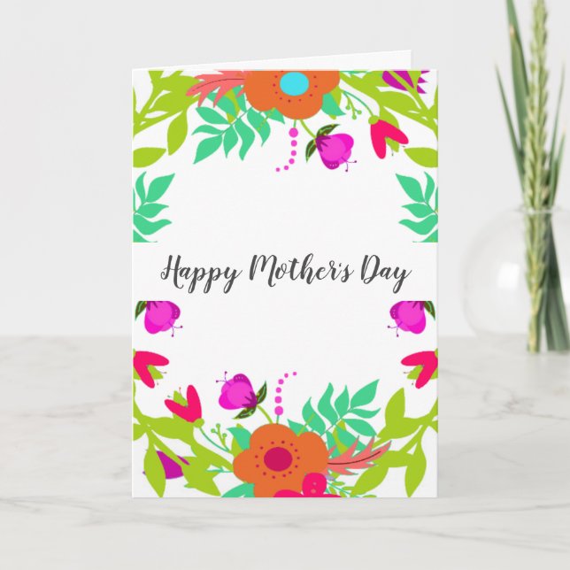Vibrant Spring Floral Wreath Custom Mother's Day Holiday Card (Front)
