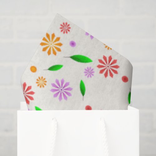 Vibrant Spring Flowers and Leaves Tissue Paper