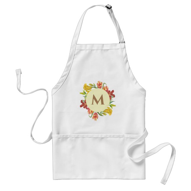 Vibrant Spring Flowers Wreath Illustration Adult Apron (Front)