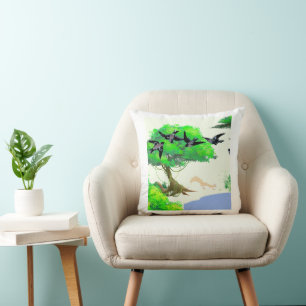 Vibrant Spring Forest Woodland Throw Pillow - Natu