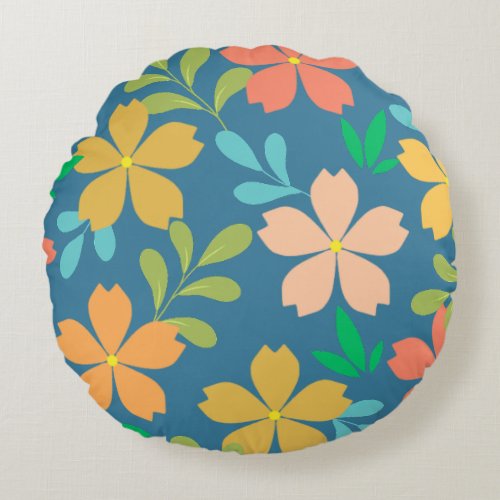 Vibrant Spring Garden Round Pillow