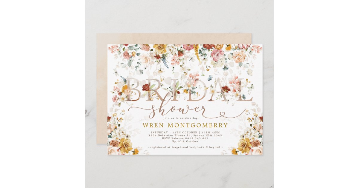 Vibrant Spring Wildflower Garden Bridal Shower Invitation Zazzle