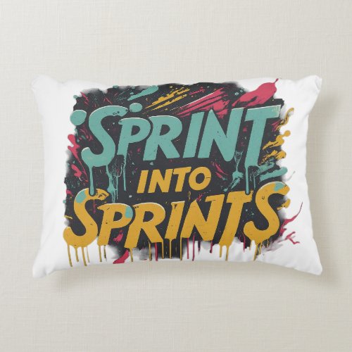 Vibrant Sprint into Sprints Throw Pillow Accent Pillow