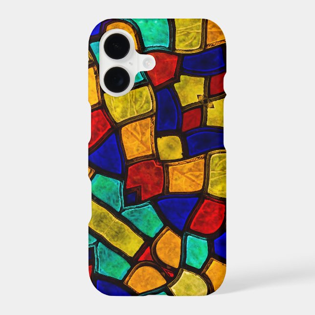 Vibrant Stained Glass Abstract Mosaic  iPhone Case (Back)