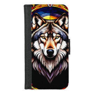 Vibrant Stained Glass Art Depicting Majestic Wolf iPhone 8/7 Wallet Case
