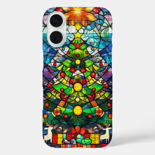 Vibrant Stained Glass Christmas Tree  iPhone 16 Case
