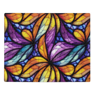 Vibrant Stained Glass Floral: Colorful Design Jigsaw Puzzle