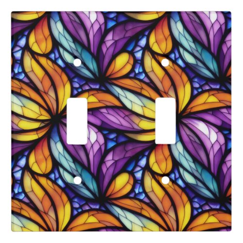 Vibrant Stained Glass Floral Colorful Design Light Switch Cover